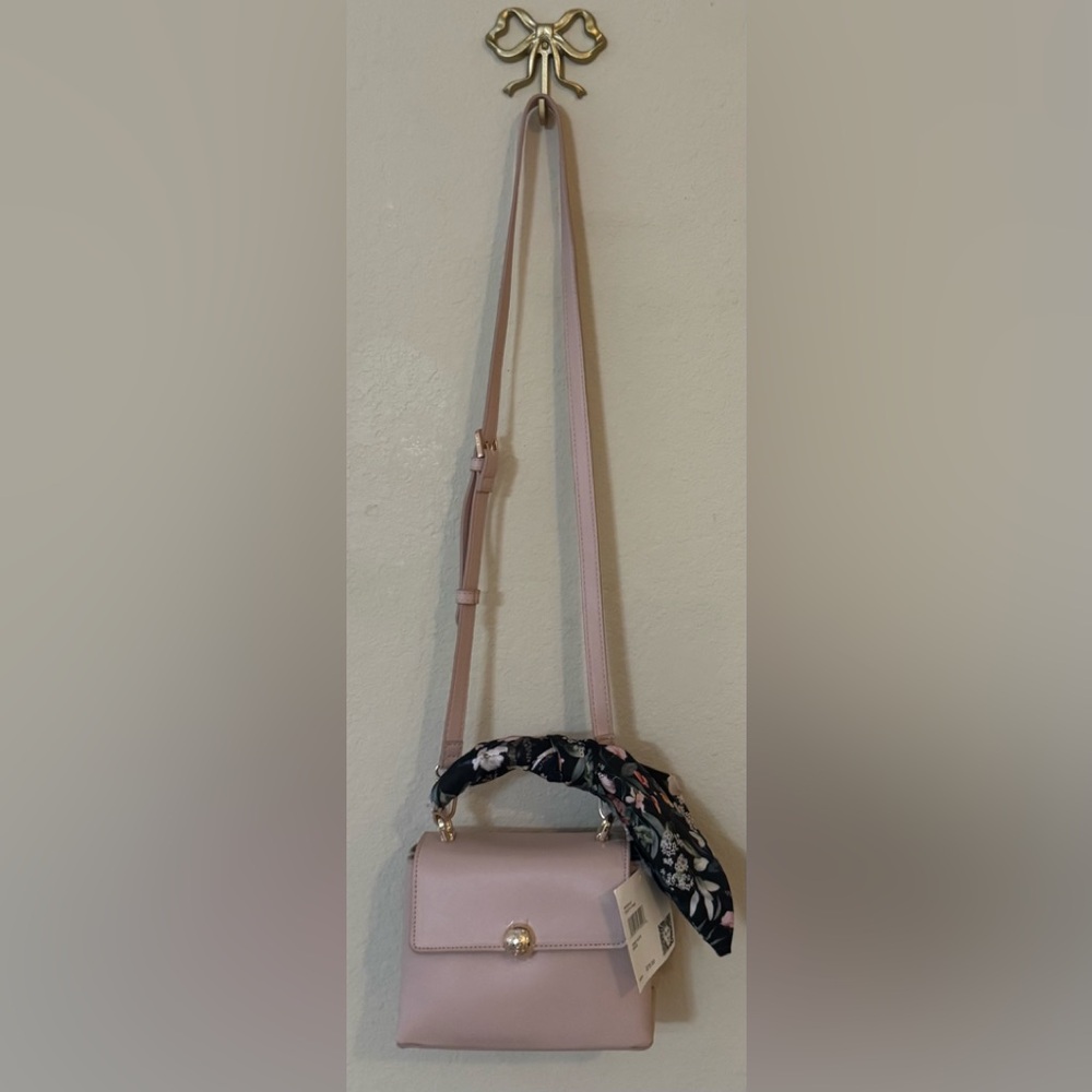 Anne Klein Blush Mini Bag with Floral Scarf - Picture 1 of 9